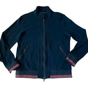 Banana Republic Cotton Track Jacket Navy Medium DarkAcademia Preppy Oldmoney